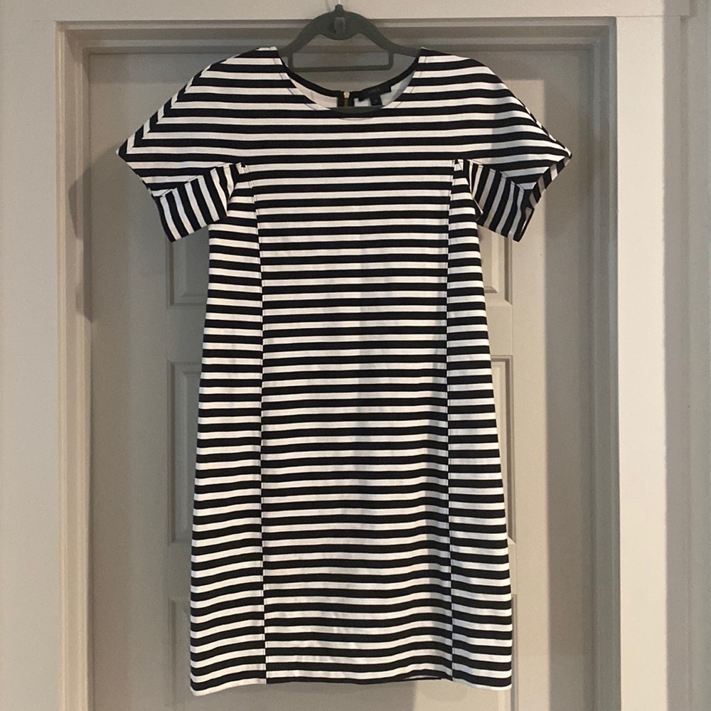 J. Crew Black/White Strip Shift Dress - XS
